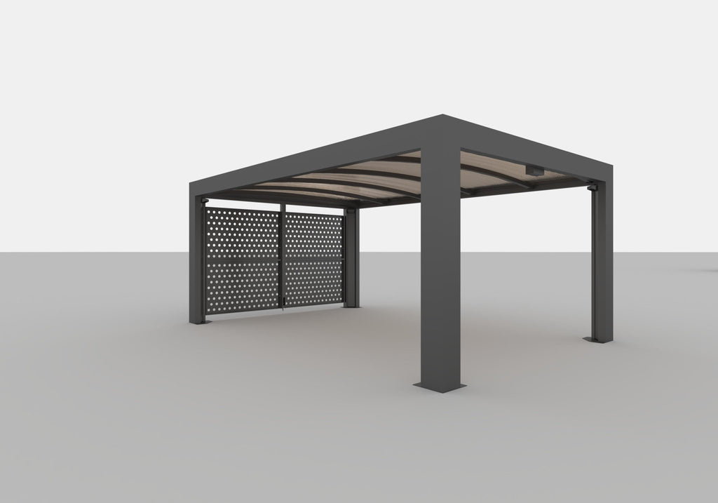 Endwand fuer Doppel Carport Cubus - premiumcarports.deMetall Carport, Stahlcarport